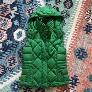 Green Quilted Hooded Vest
